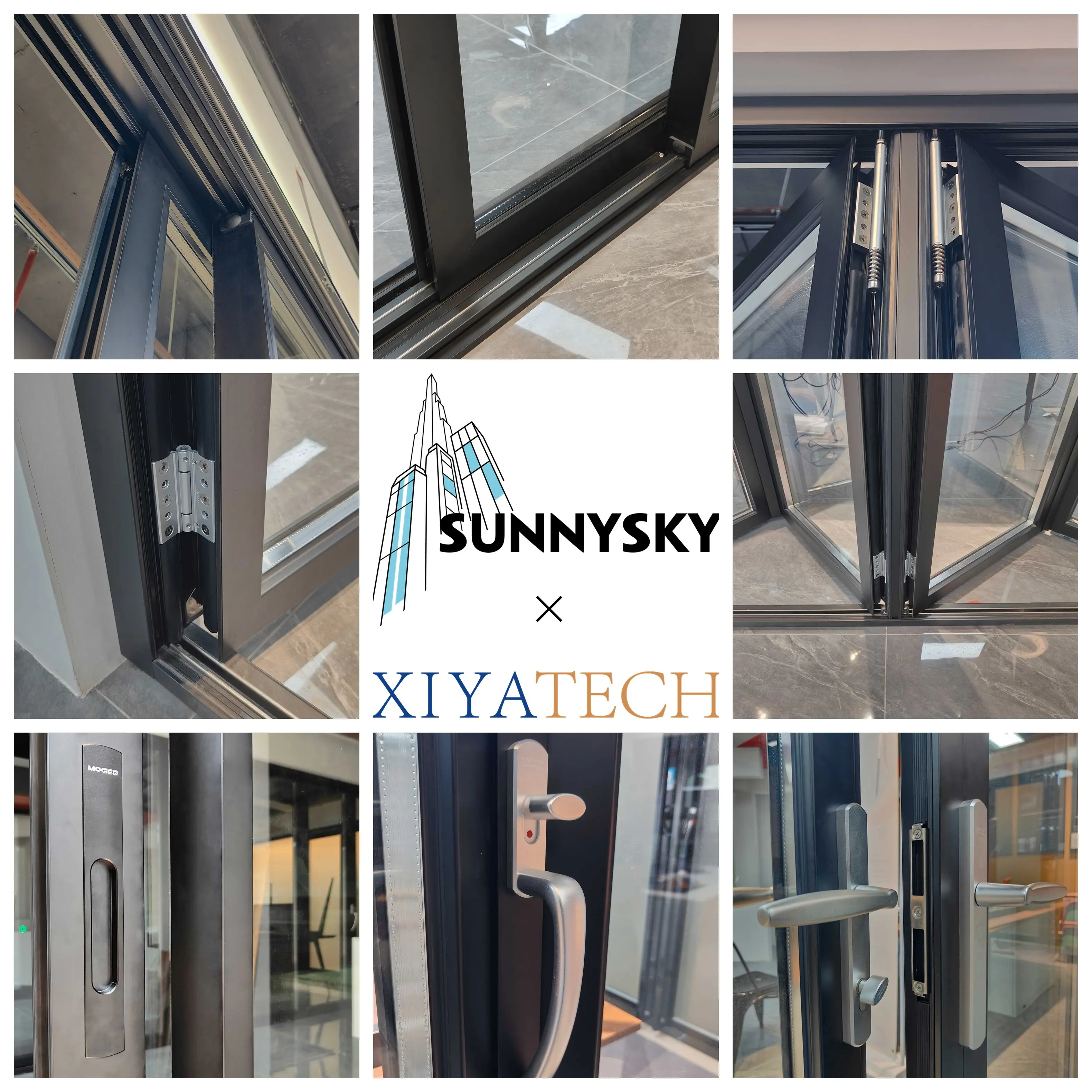 Sunnysky NFRC с двойным остеклением французские окна поворотным поворотом алюминиевые горизонтальные графические дизайн