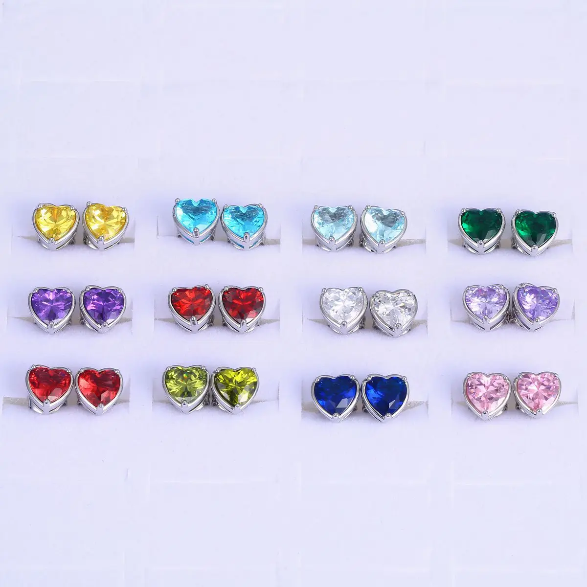 2023 Fashion Limited 12 Color Birthstone High Quality Zircon Stud Earrings Jewelry For Woman
