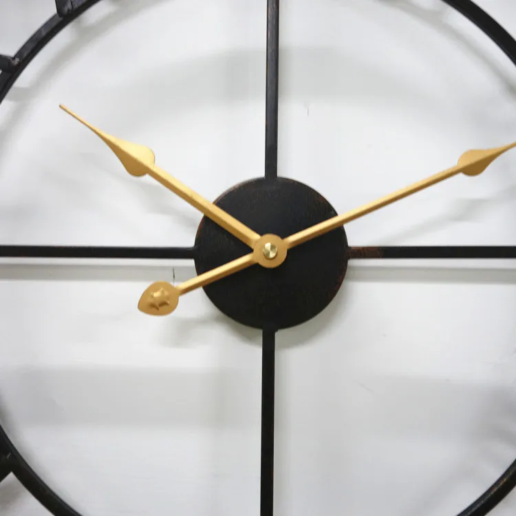 Retro rust art quartz wall clock decorative clock Iron fashion sweep seconds movement clock