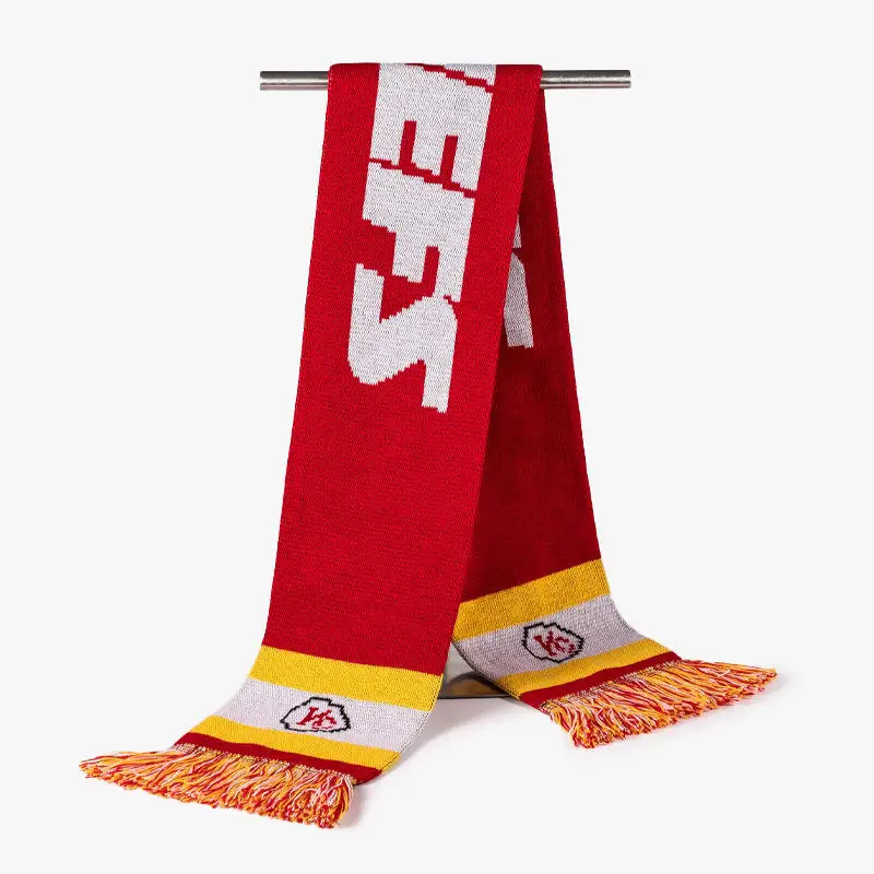 Custom Design Printed Polyester Jacquard Scarves Football Soccer Club Sport Fan Scarf