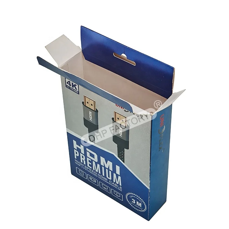 Wholesale Phone Accessories Charger Gift Consumer Electronics Products Art Paper with Hanging Custom USB Cable Packaging Box