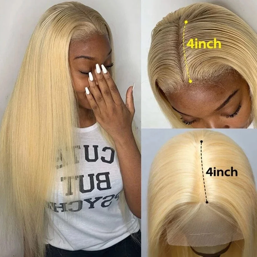 4x4 13x4 613 Honey Blonde Color Lace Front Human Hair Wigs For Women Transparent Brazilian Remy Straight Frontal Wig Human Hair