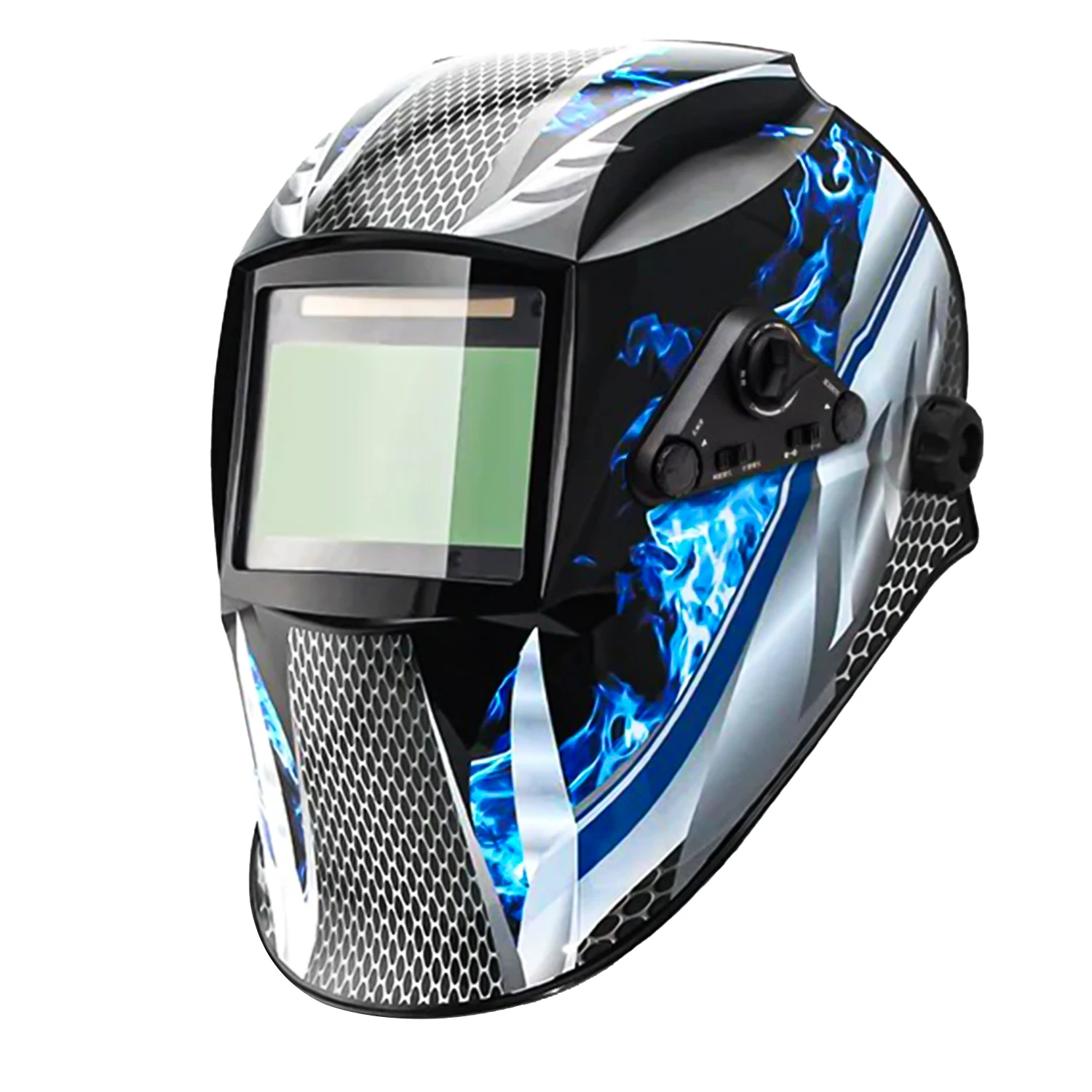 Large Viewing Screen True Color Solar Power Auto Darkening Welding Helmet Rue Color View - 1/1/1/2 Optical Clarity DIN 16 1year