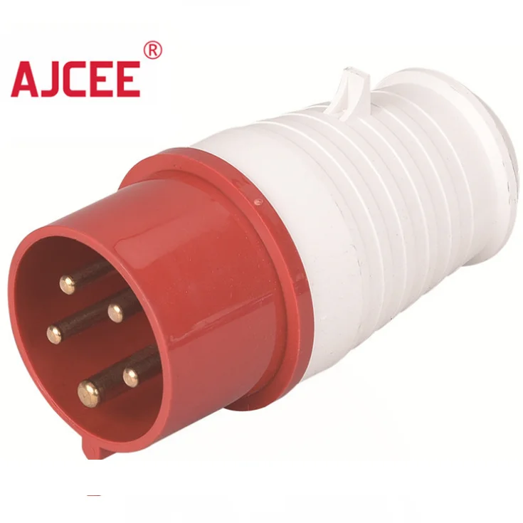 
AJCEE hot sale ip44 5 pin 32amp 415v 50-60hz waterproof industrial electric plug with CE 