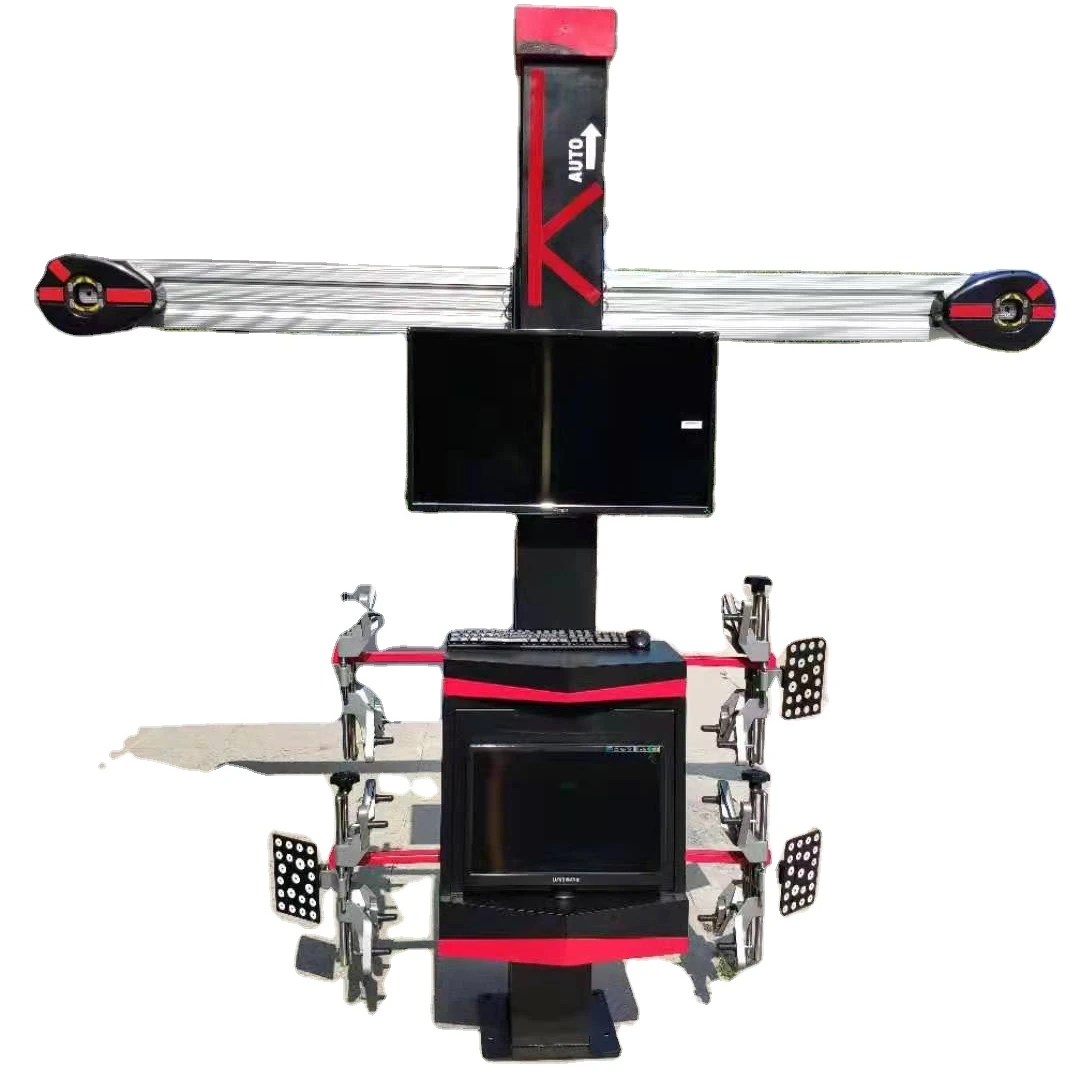 3D Car Aligner Balancing Machine Two Computer Displays Four Wheel Alignment