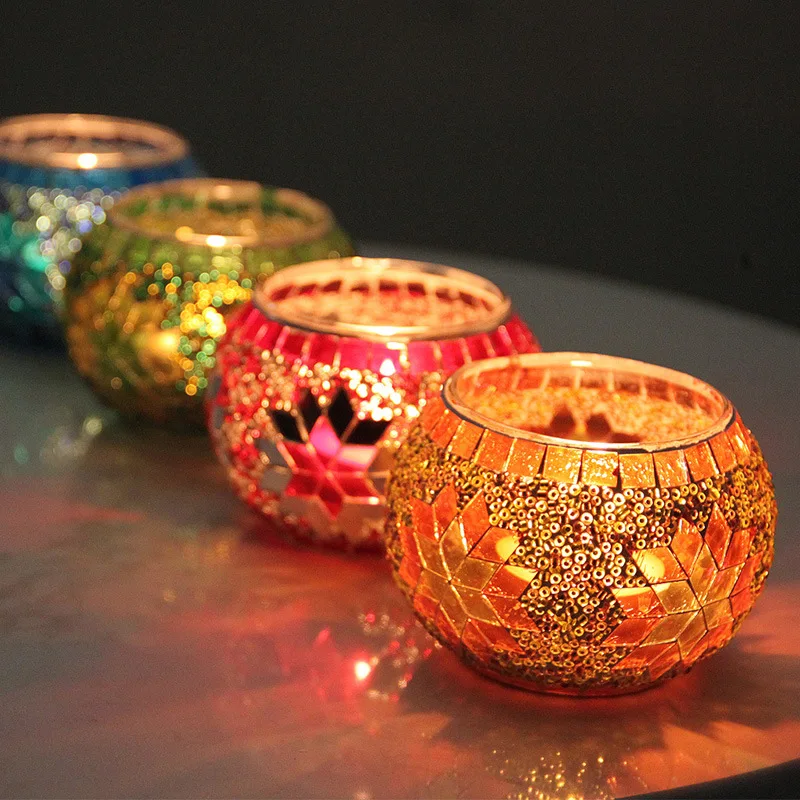 hot selling wholesale factory price 4pcs set mosaic candle holder