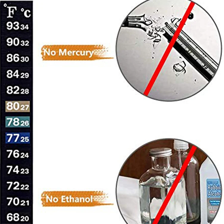 Low price custom arbitary bending aquarium sticker liquid crystal strips thermometers
