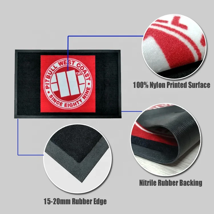 Promotion Advertising Logo Mat Outdoor Rubber Entrance Mat Free Customized CLASSIC Adults Printed Machine MADE 100% Nylon CN;SHN