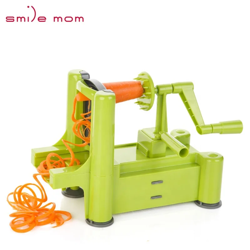 Smile Mom Potato Slicer Hand-Held Spiralizer Vegetable Slicer 3-Blade Spiralizer Kitchen Gadgets