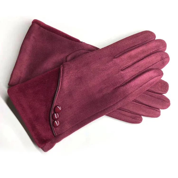 Новые женские осенне-зимние Бархатные замшевые перчатки сохраняют тепло милые корейские перчатки для вождения