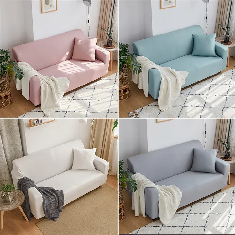 High Quality Solid Color Sofa Cover 4 Seater Elastic Stretch Set for Living Room