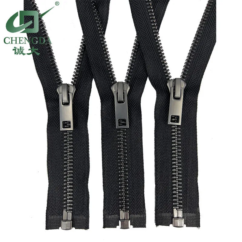 Metal zipper against heavy washing for leather garment brass teeth zip plate to gunmetal color open end nickel free zipper