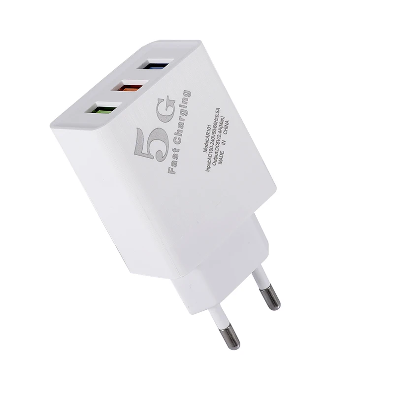 Universal 3 Usb Ports 5V 2.4A Eu US Wall Charger Power Adapter For IPhone Samsung Huawei Android phone