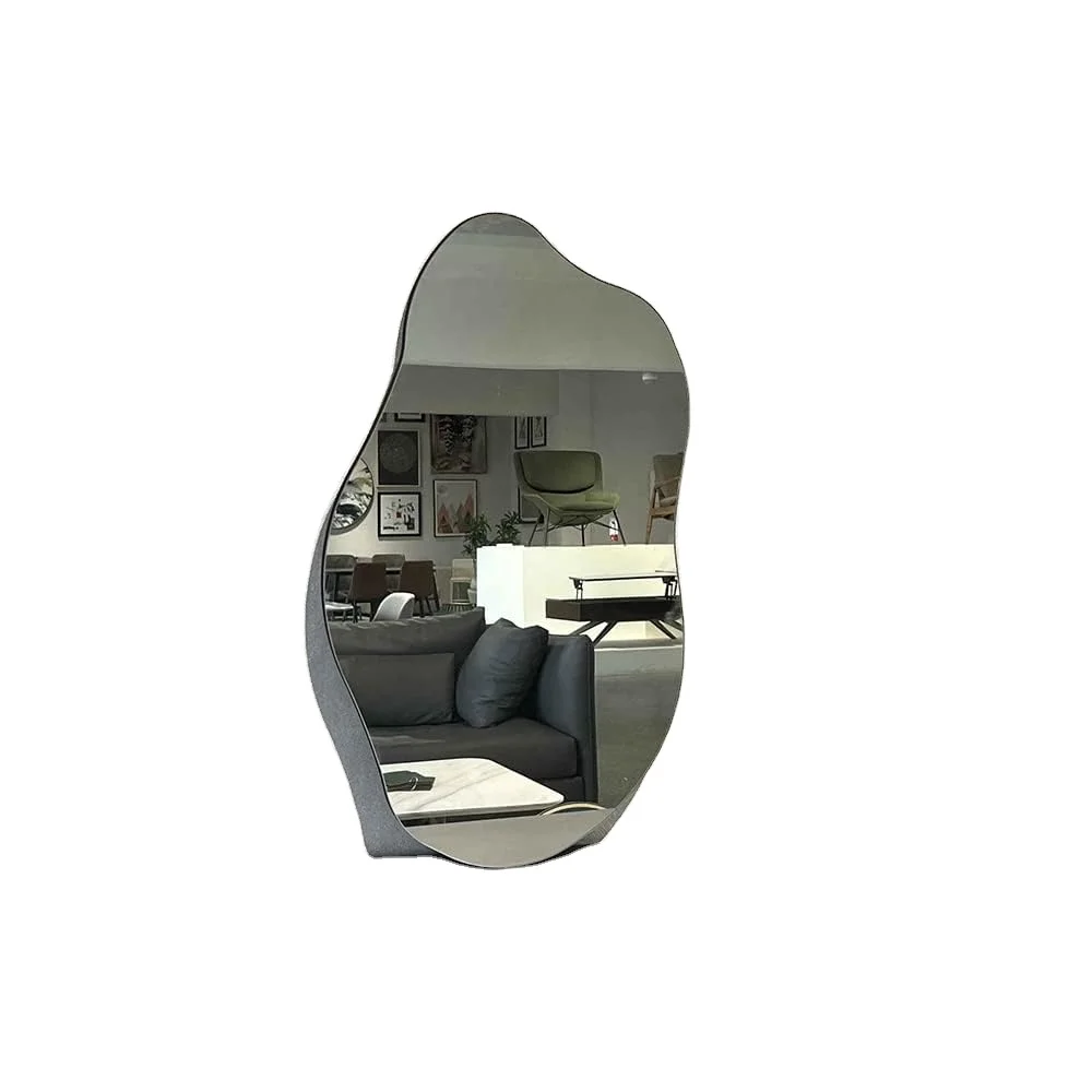 Asymmetrical wall hanging and shaped and irregular wave wall or bathroom fashion mirror and room mirror designer mirror