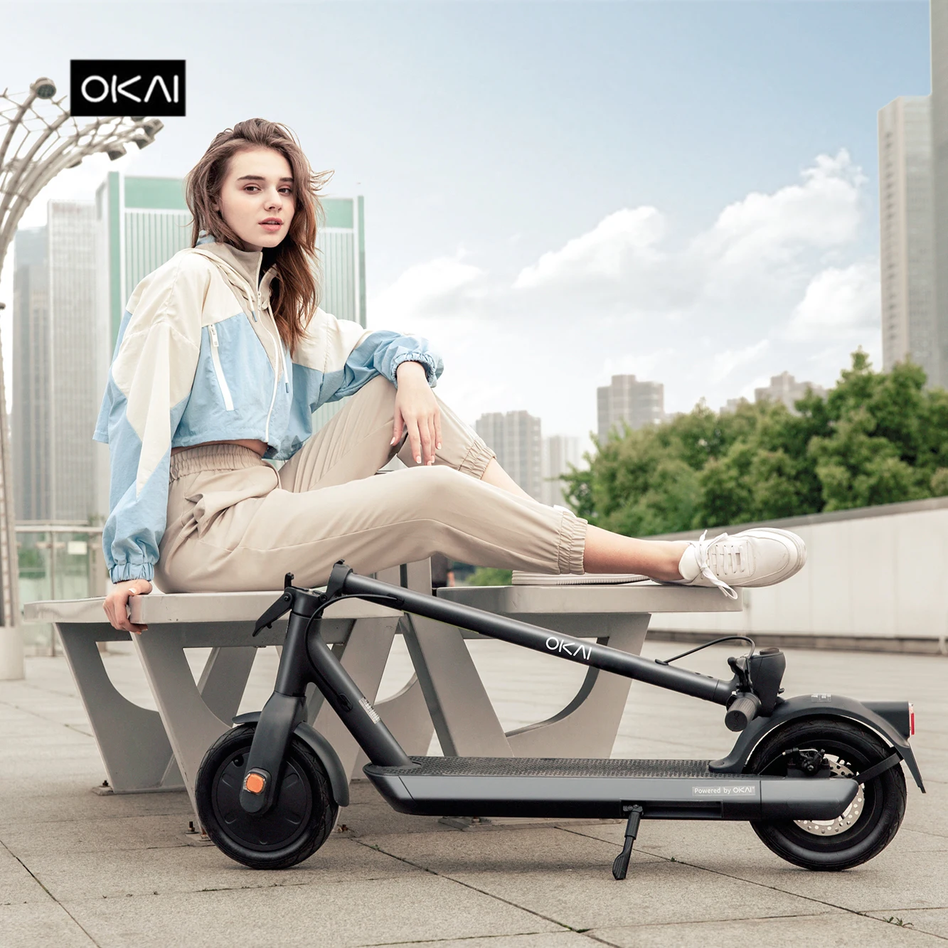 OKAI ABE Germany Warehouse 300W /Max 600W Electric Scooter 10 inch Fat TIre 25km/h E-Scooter