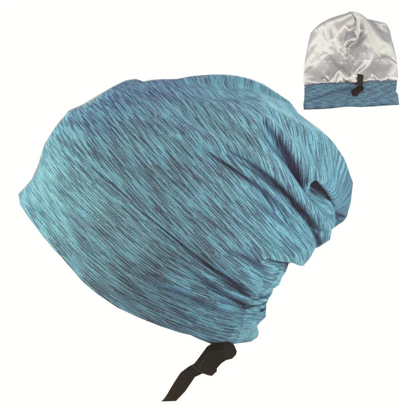 Syh844 Hair Cover Bonnet Satin Sleep Cap Adjustable Stay on Silky Lined Slouchy Beanie for Night Sleeping Hats