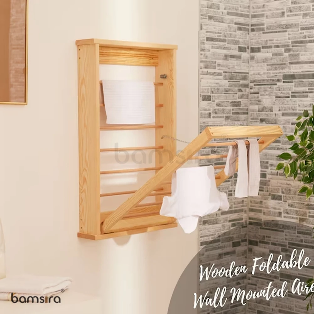 OEM/ODM Wholesales Wooden Portable Dryer Clothes Cabinet Wall Mounted Drying Rack