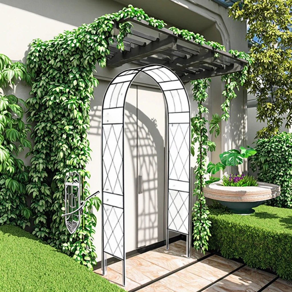 Outdoor Metal Rose Garden Arch with Round Top