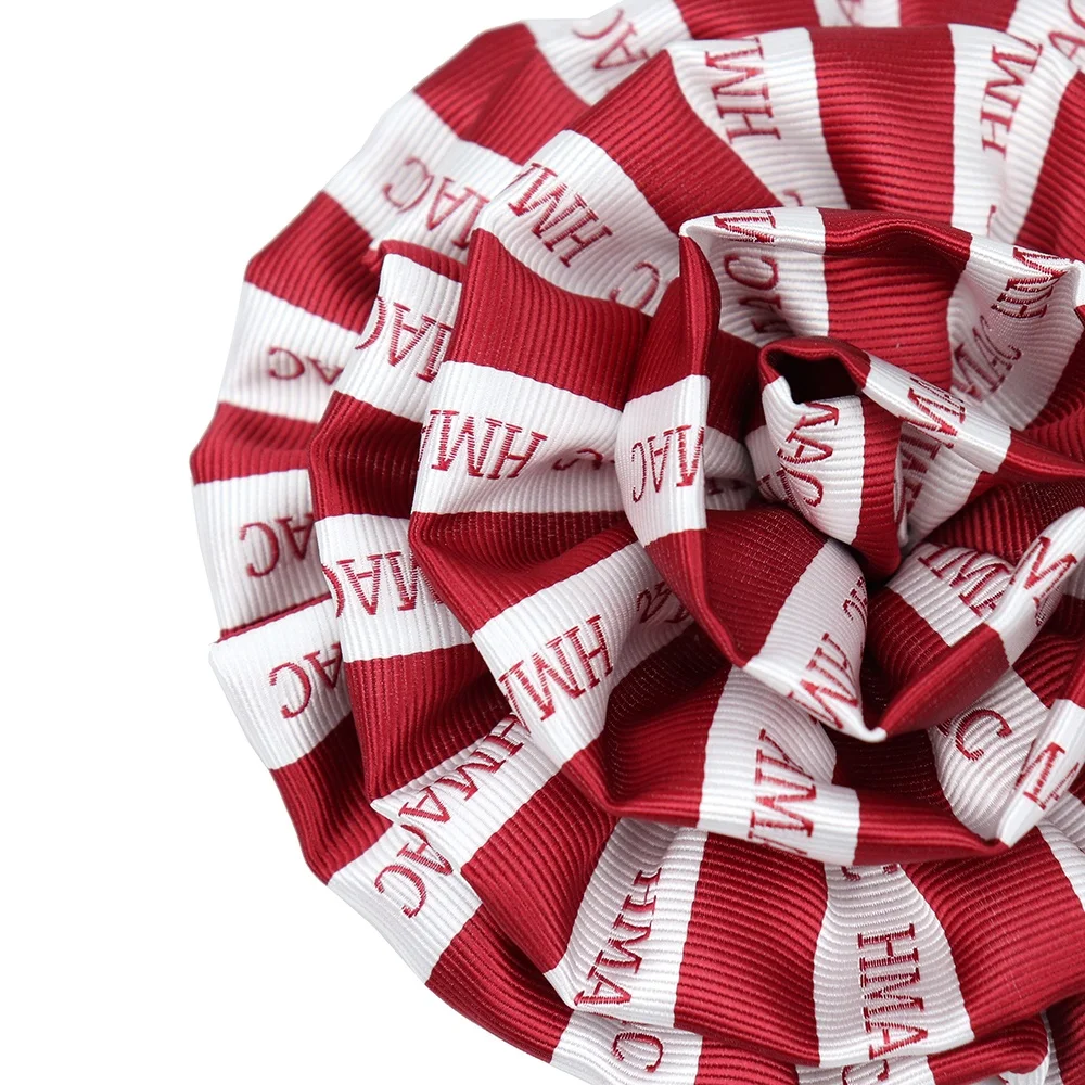 Custom Alumnae Chapter Sorority Greek Lapel Pin Brooch Polyester Logo Embroidered Women White Red Striped Flower Corsages