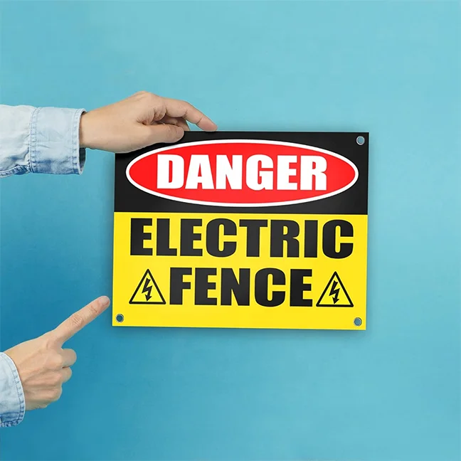 Custom High Quality Danger Electric Fence Sign Electric Fence Safety Warning Signs