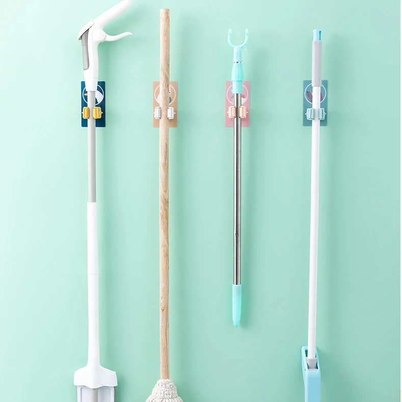 Household free punching mop rack mop hook toilet rack powerful traceless wall hanging storage