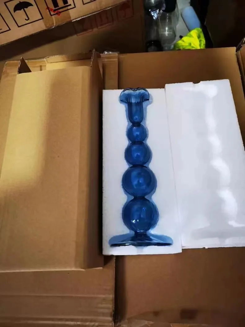 home decor tall clear crystal glass decorative black pillar candle holder for wedding decoration