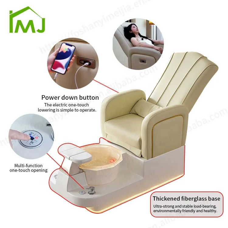 Nail Salon Storage Adjustable back Foot spa massage station Manicure and Pedicure Chairs