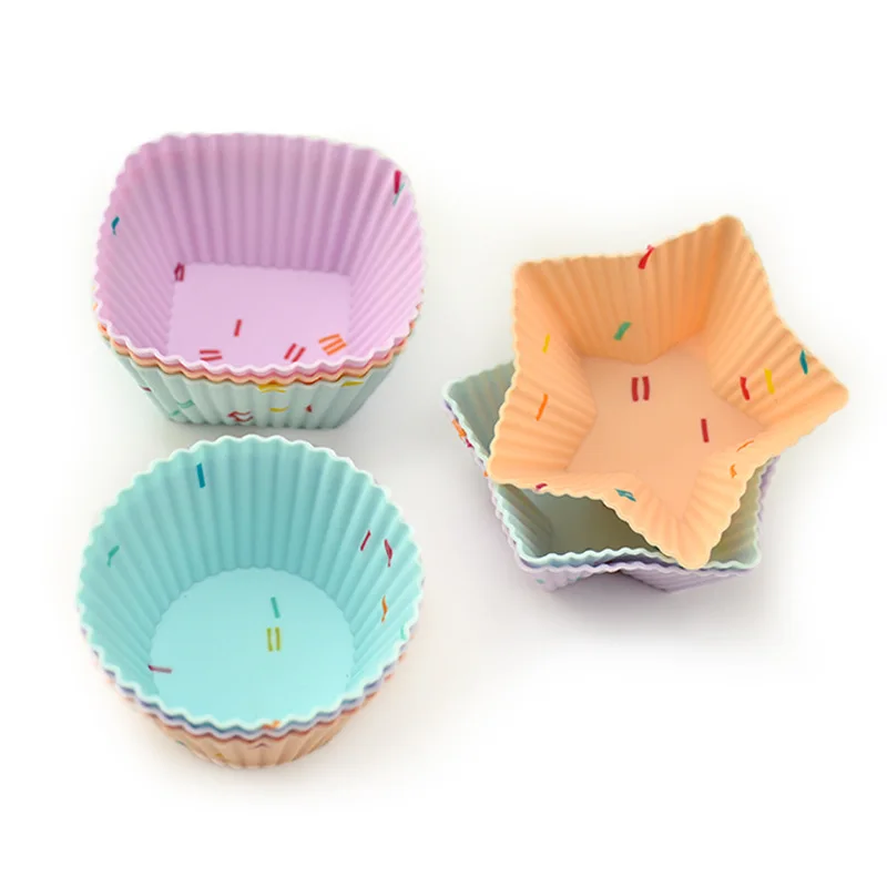 High Quality Multi Colour Rainbow Cupcake Mold Rectangle Square Silicone Muffin Cup
