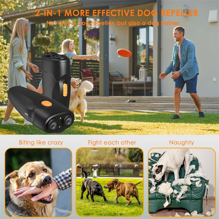 Factory Made Ultrasonic Anti Barking Devices Double Probe Handheld Outdoor Electric Dog Repeller For Dogs And Cats