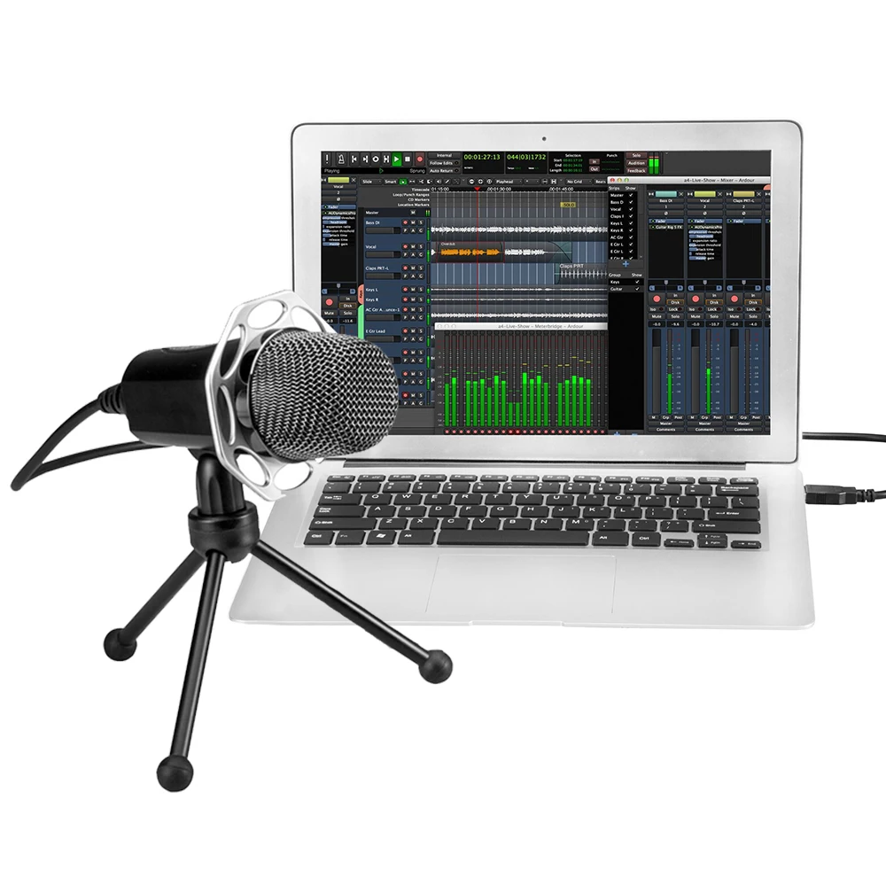 
XIAOKOA USB Microphone Professional for Computer Condenser microphone With Stand for Karaoke Recording Windows MAC PC 