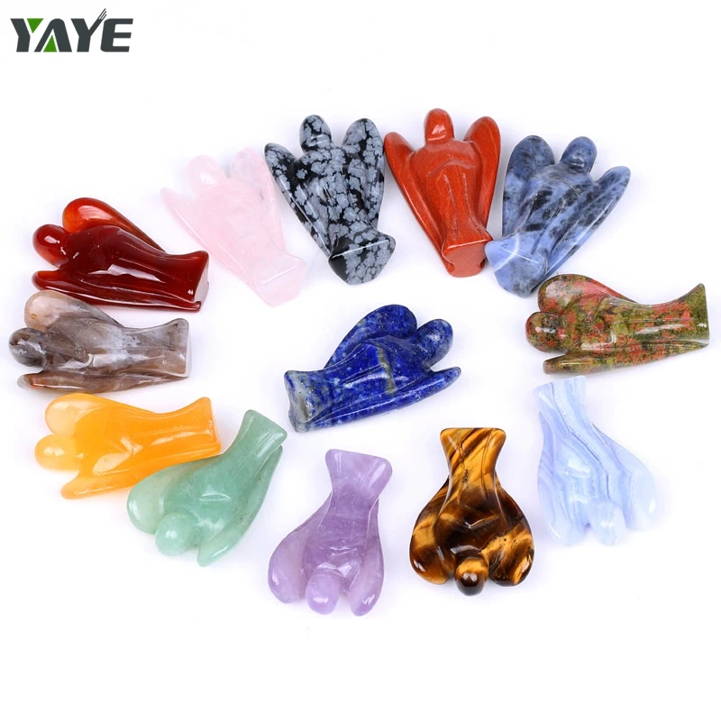 Бог Ангел/Ангел для рейки лечения/розовый кварц, Синий кружевной Агат драгоценный камень резной Ангел