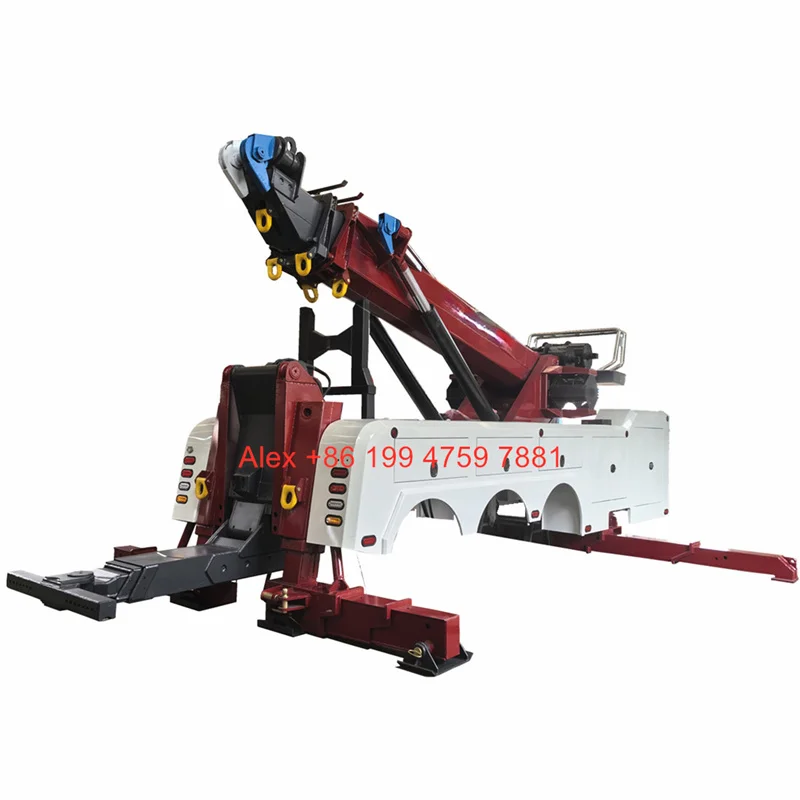 3 Stage Recovery Boom 110,000 lbs. scissor style outriggers heavy duty wrecker body heavy rotator