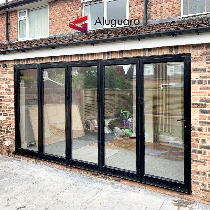 balcony aluminium sliding folding glass doors  bi fold aluminum profile bulletproof laminated glass bifold door folding patio