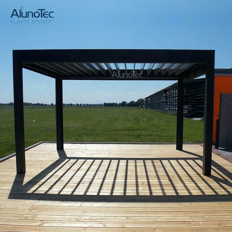 Electric Gazebo Outdoor Garden Waterproof Pergola Aluminum Slats For Backyard