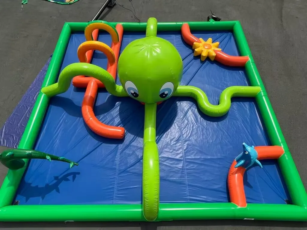 amusement  inflatable  water park games  with lagoons, splash wet obstacle course with pools, pit inflatable water slides rental