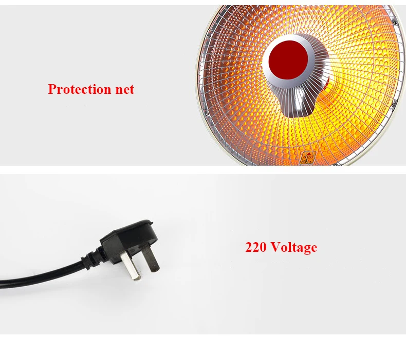 Fan Shaped Electric Heater Household Halogen Heater Home Indoor Use Thermostat Table Heaters 600W