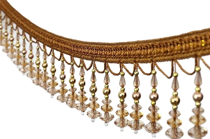 Cheap Price Decorative Beaded Curtain Tassel Fringe Trim Beaded Fringe Trimming