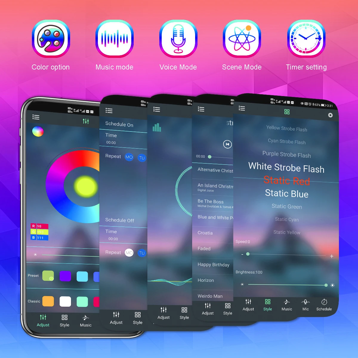 5 в 5050 USB RGBIC Dream многоцветный меняющий цвет Настенный декор музыка синхронизация ИК пульт дистанционного управления синий зуб Смарт приложение фейерверк Светодиодная лента