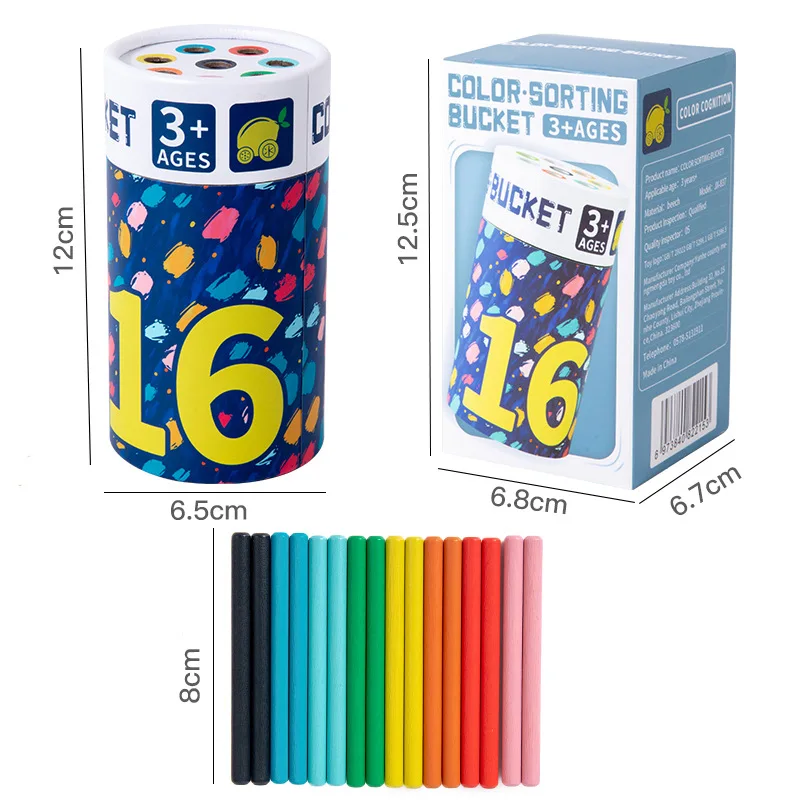 2024 Montessori Early Education Toy Children Color Classification Puzzle Cup Kindergarten Cognitive Bucket for 1-3 Years kids