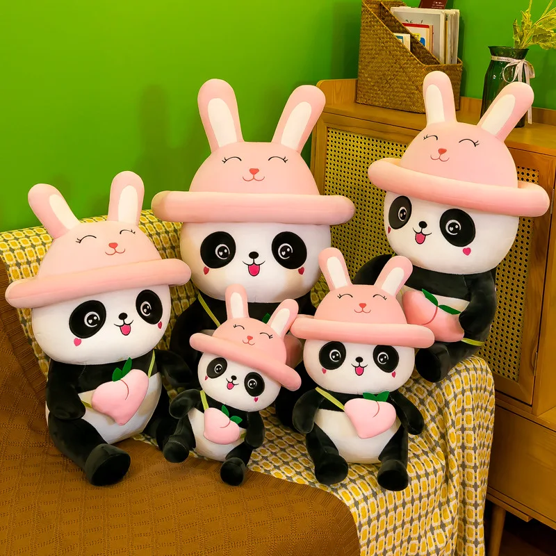 Kung Fu Panda Plush Toy With Peach Giant Size Animal Stuffed Sleeping Bedroom Pillow Plush Panda Soft Toy