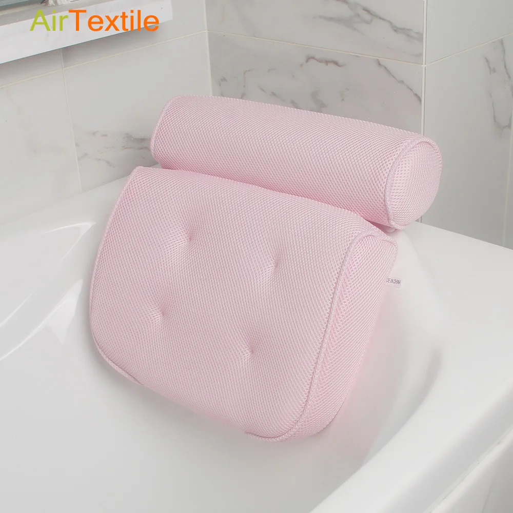 Breathable and washable bathtub pillow 3d bath pillow luxury spa bath pillow for tub with headrest