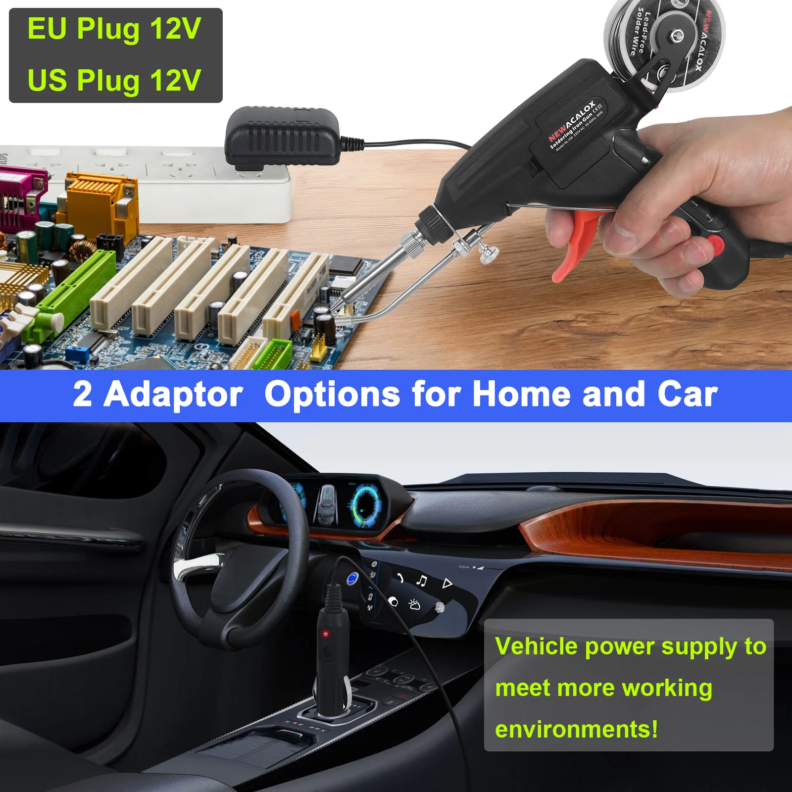 60W Handheld Electric Soldering Iron Set 2023 Bestseller Welding Gun 100-240V Automatic Send Tin Gun for PCB IC Repair Tool