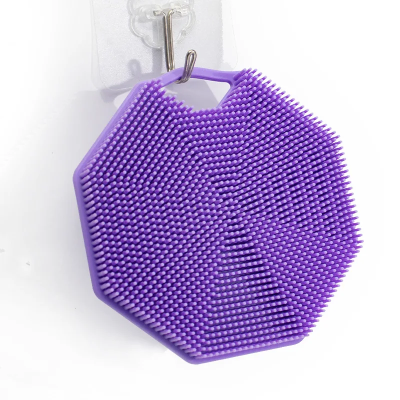 Handheld Octagonal Silicone Bath Brush with Suction Cup Baby Soft Silicone Body Shampoo Brush