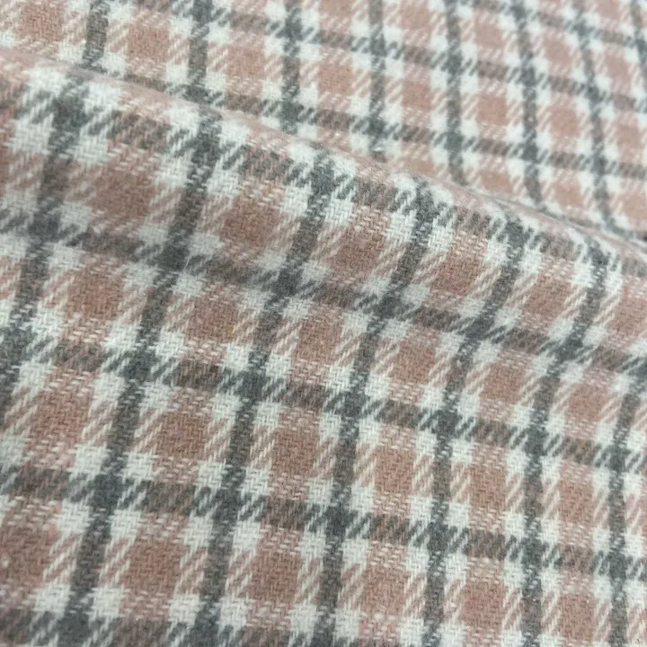 In stock Basic plaid yarn dyed check brushed tweed woolen fabric for coat