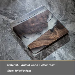 NEW square black clear epoxy resin walnut wooden coaster resin coaster for cup