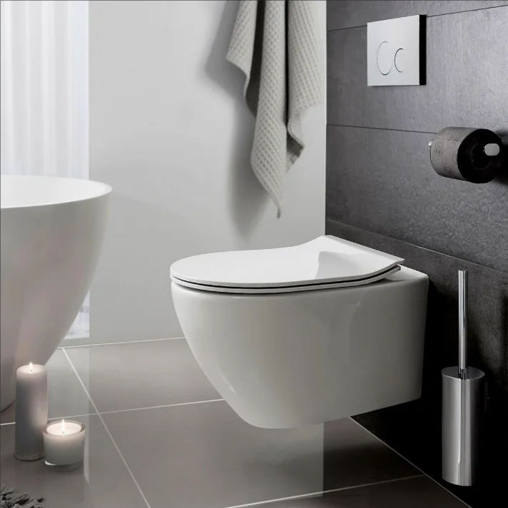 Luxury smart automatic wall mounted black sanitary ware toilet smart siphon flush toilet