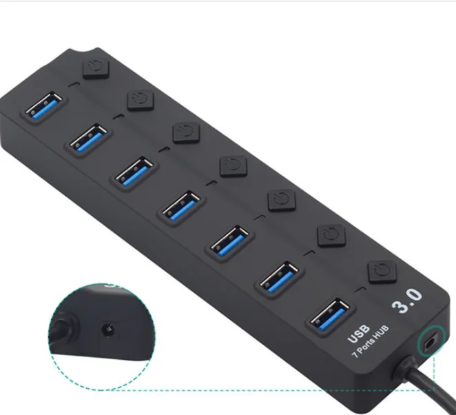 7 Ports USB 3.0 Adapter Usb3.0 Hub With Switch HUB 7-port USB Extender Power Splitters