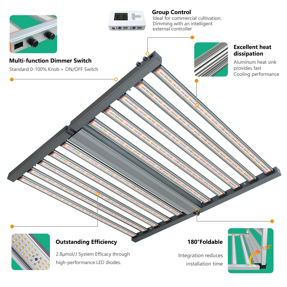 Light Dimmable Full Spectrum LED Grow Light 1000w Bar LED Commercial Grow Light for Indoor Plant Greenhouse