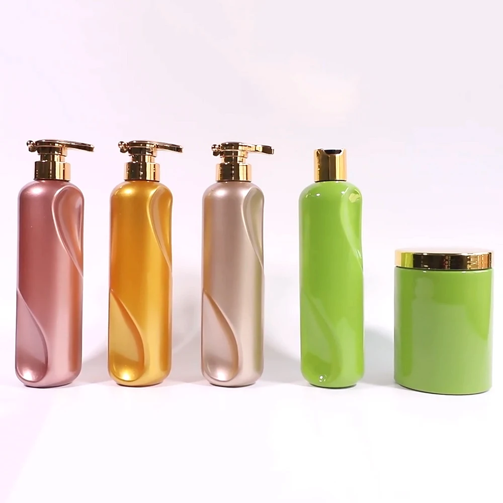 5 star hotel eco friendly hair costom wholesale 300ml 500ml rose gold plastic pump empty luxury shampoo bottle