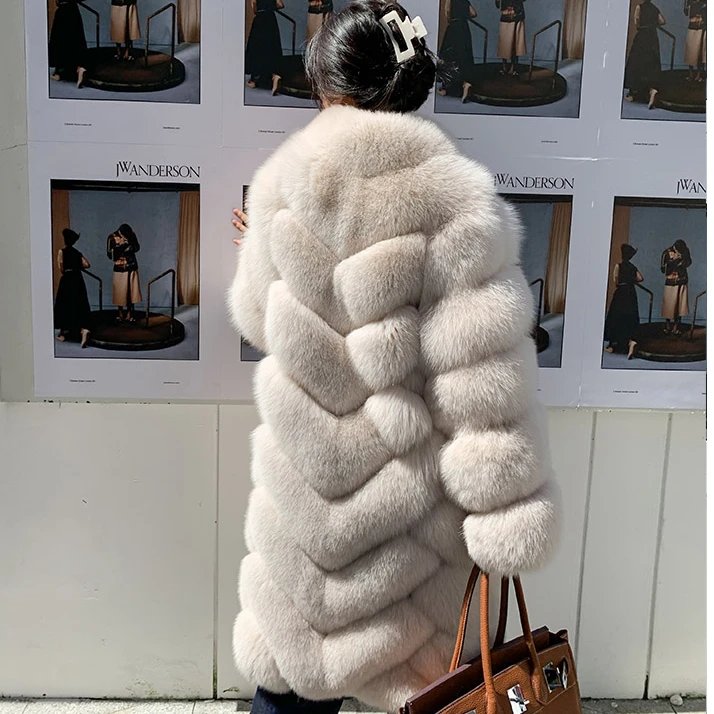 High-end Fur Coat Classic Styles Long Fox Fur Coat Jacket Custom Size Real Fox Fur Coat Long
